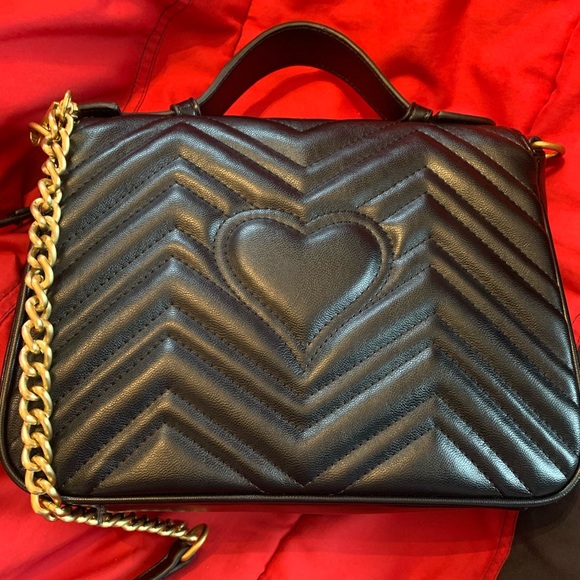 GUCCI Black GG Marmont Small Top Handle Bag - Picture 3 of 8